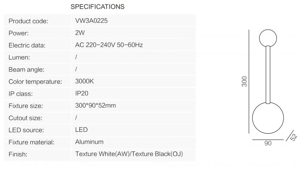 Hot Lampan Alba long LED 30cm Vit