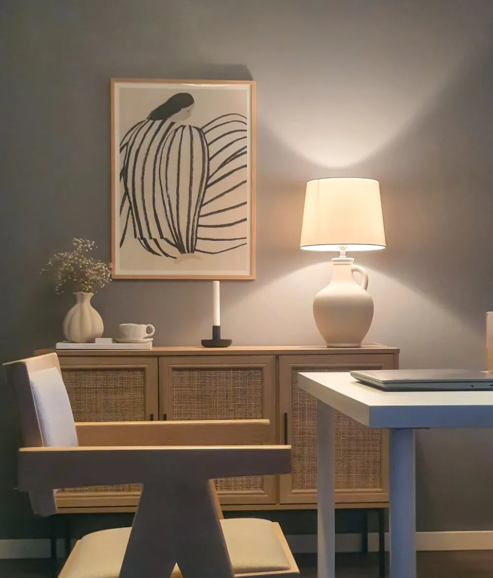 Aneta Lighting Athena 58cm bordslampa Naturvit