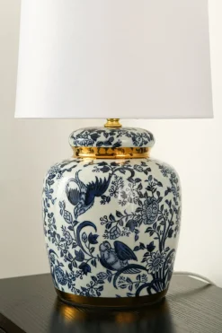 Lampan Blomstermåla 43cm bordslampa Blå