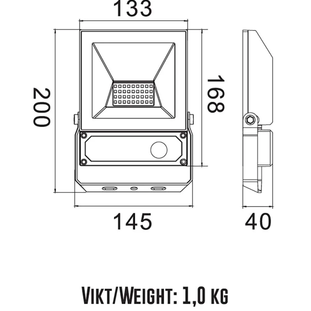 New Designlight Elly Strålkastare 30W Sensor Svart