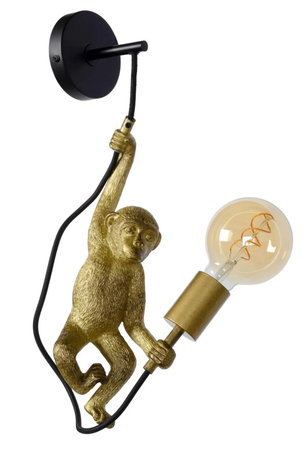 Outlet Lucide Extravaganza Chimp 48cm vägglampa Svart