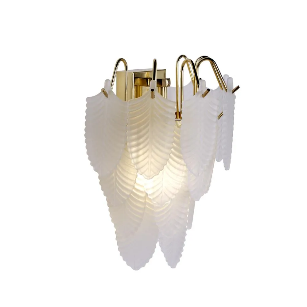 Clearance Searchlight Feather 25cm vägglampa Vit/mässing
