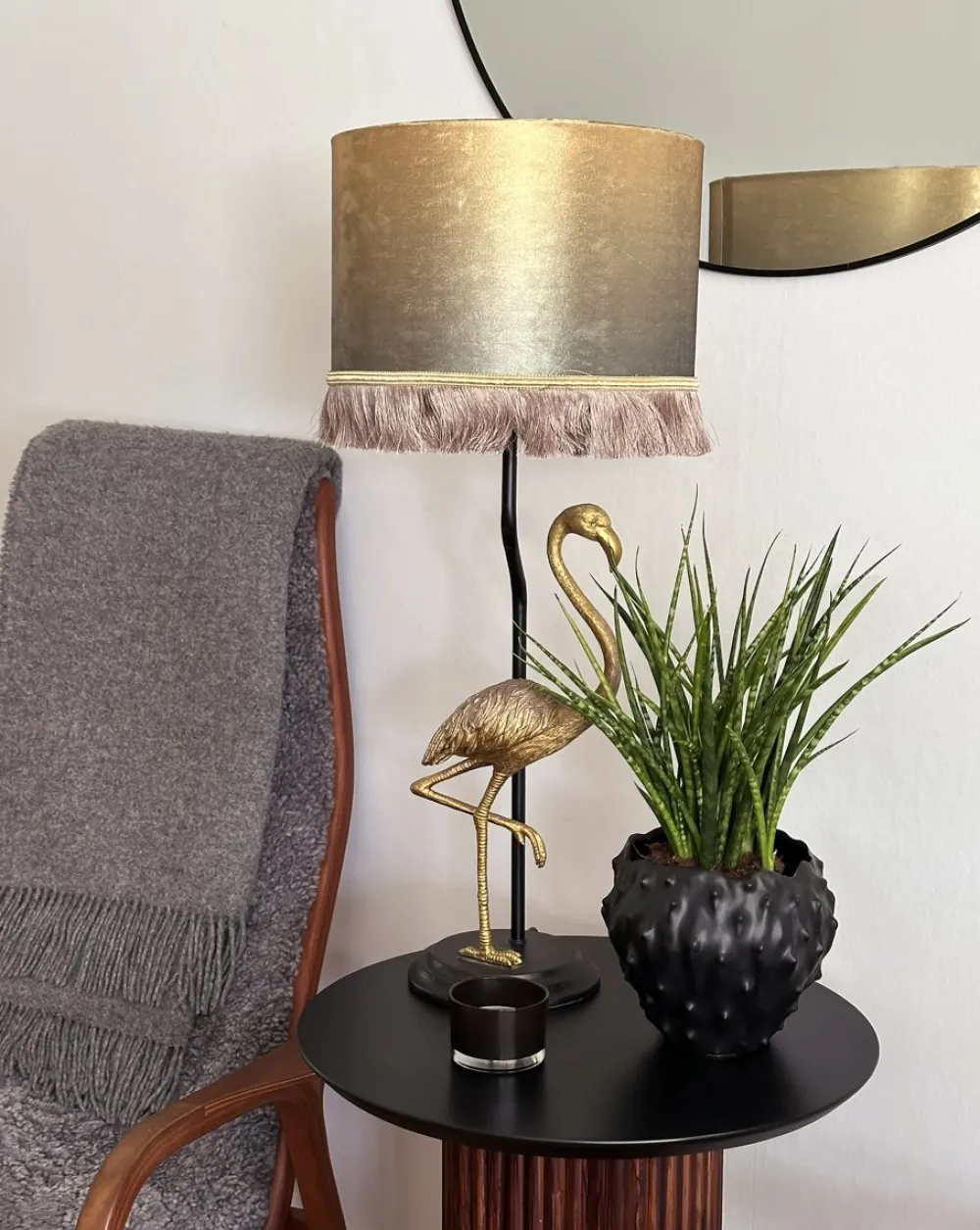 Outlet Aneta Lighting Flamingo 67cm bordslampa Svartguld