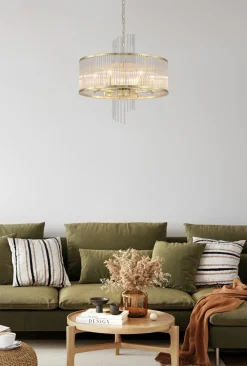 New Searchlight Lara Ø55 kristall Borstad guld