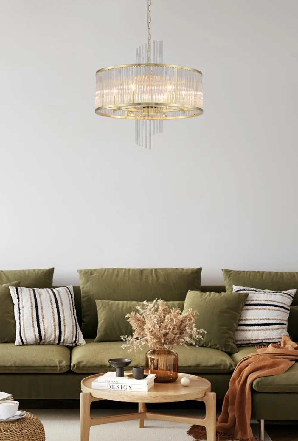New Searchlight Lara Ø55 kristall Borstad guld