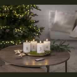 Best Star Trading LED Blockljus Flamme Advent Vit