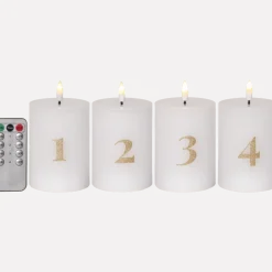 Best Star Trading LED Blockljus Flamme Advent Vit