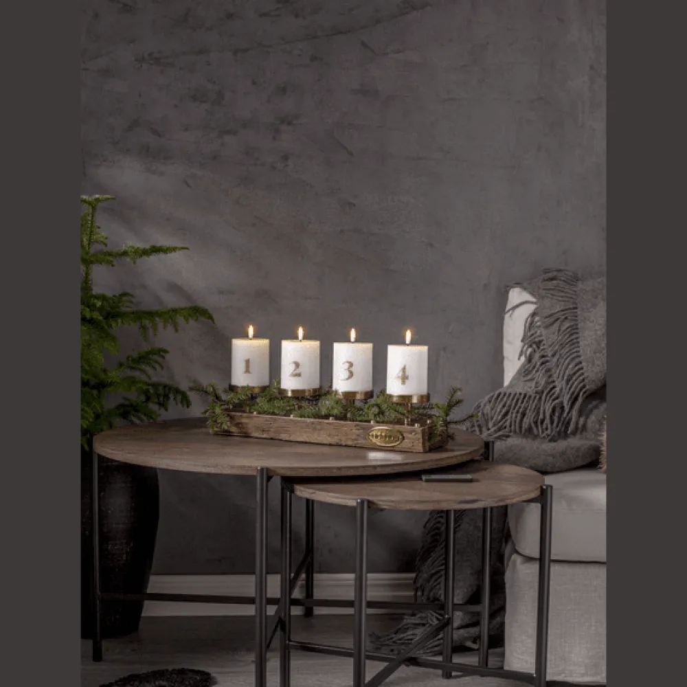 Best Star Trading LED Blockljus Flamme Advent Vit
