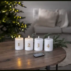 Best Star Trading LED Blockljus Flamme Advent Vit