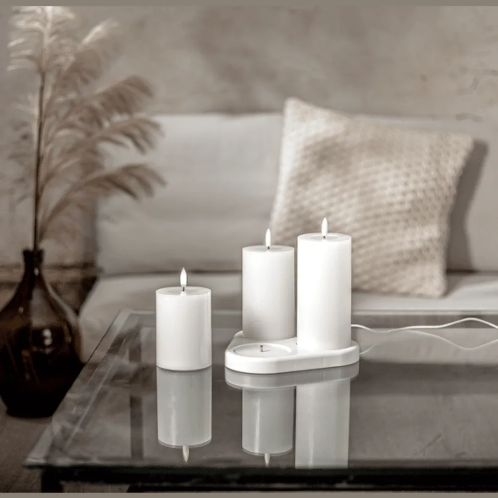 Star Trading LED Blockljus Flamme Charge Vit