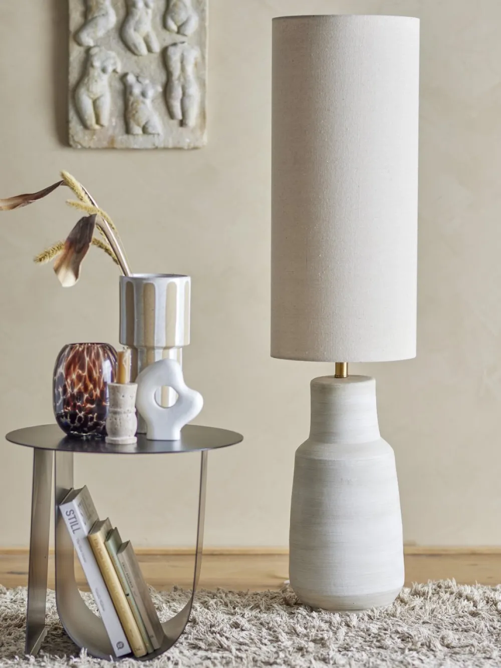 Outlet Bloomingville Linetta golvlampa Naturvit