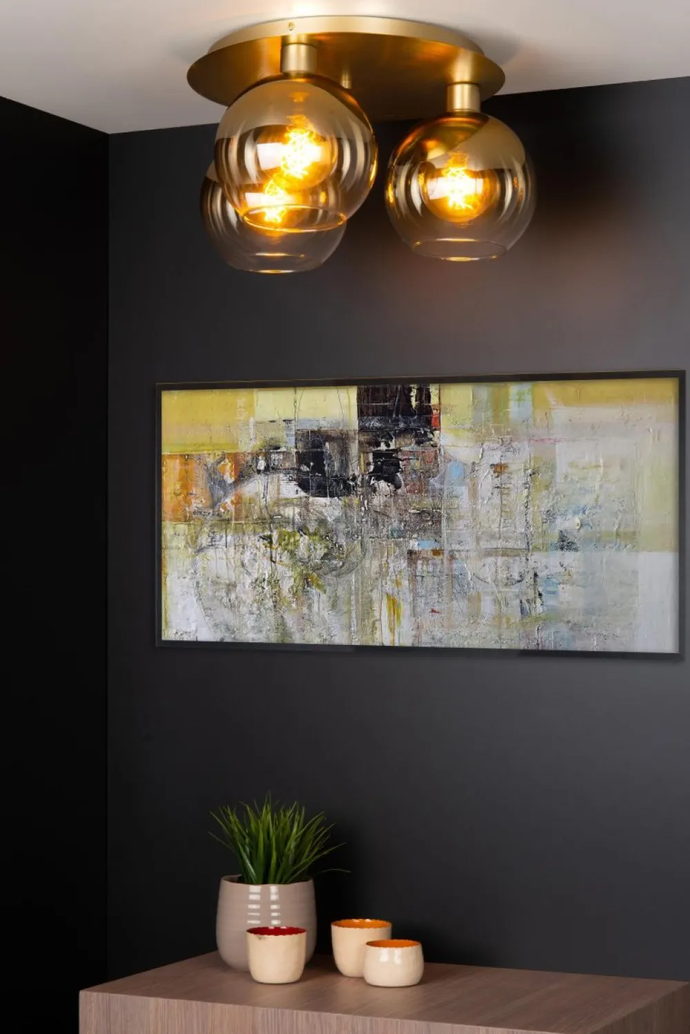 New Lucide Marius Ø50 plafond Mattguld/mässing