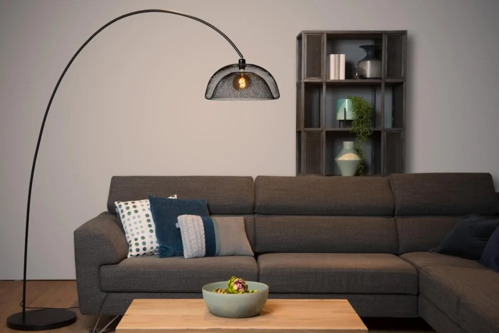 Online Lucide Mesh golvlampa Svart