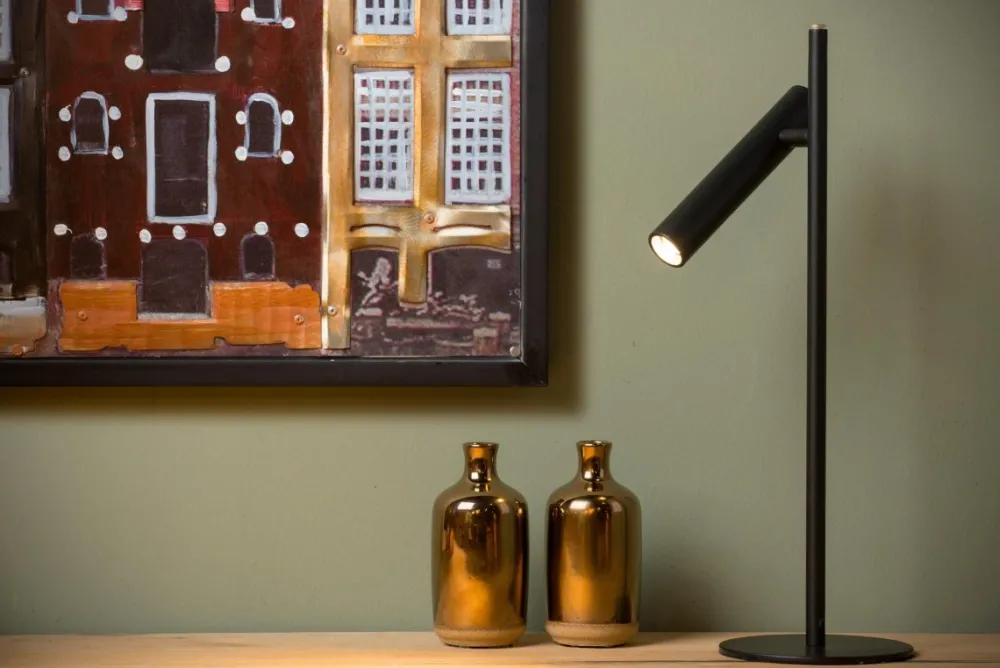 New Lucide Philon 42cm skrivbordslampa Svart