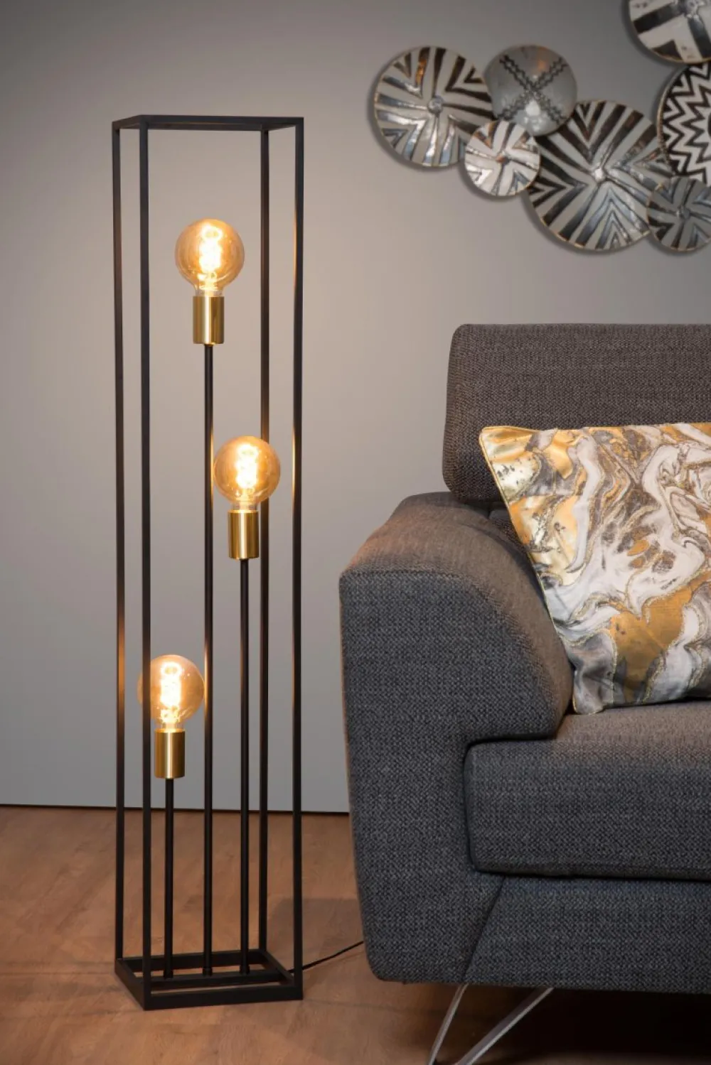 Hot Lucide Ruben golvlampa Svart