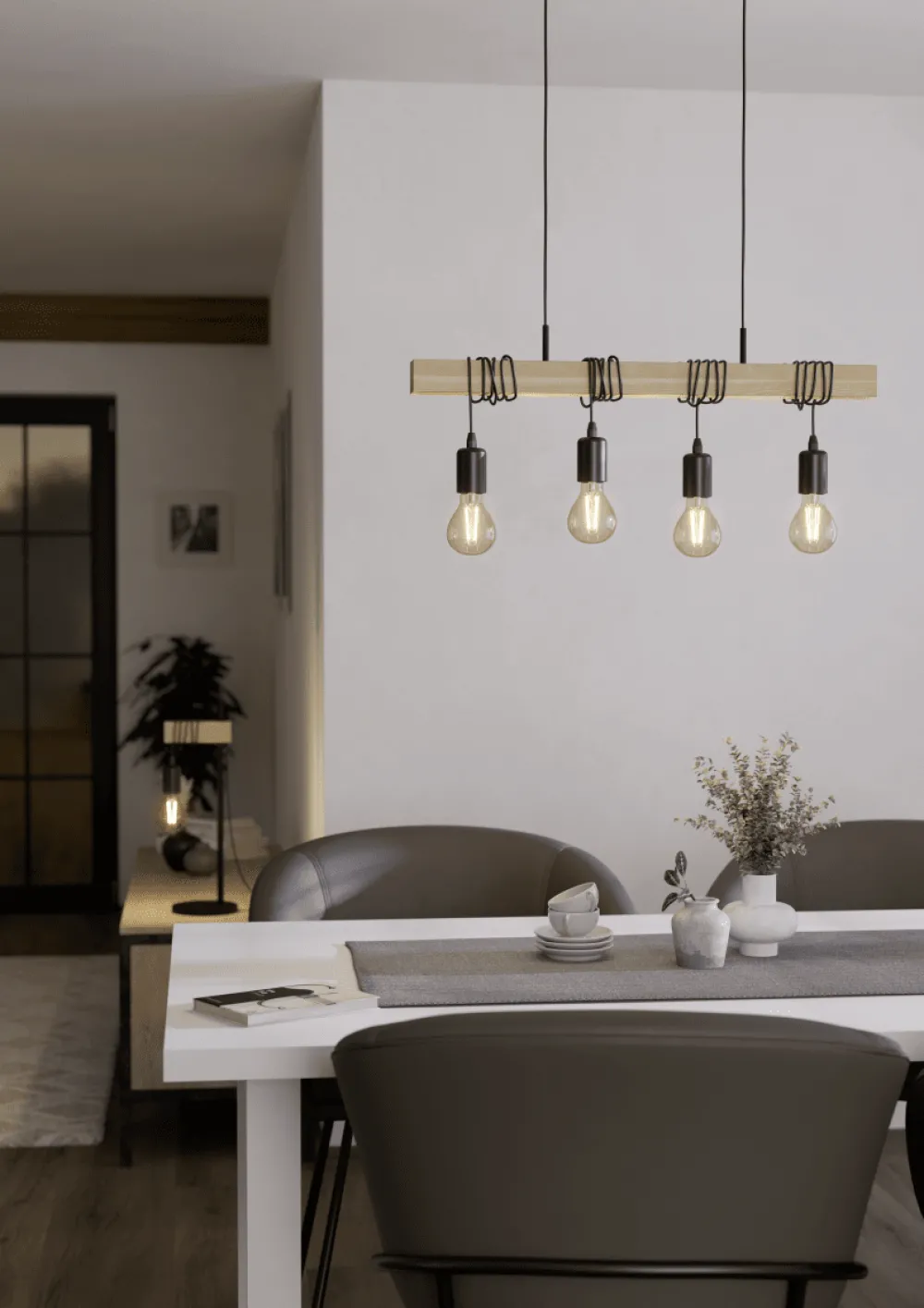 Outlet Eglo Townshend 70cm taklampa Trä