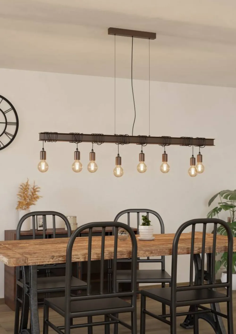 Discount Eglo Townshend 150cm taklampa Brun