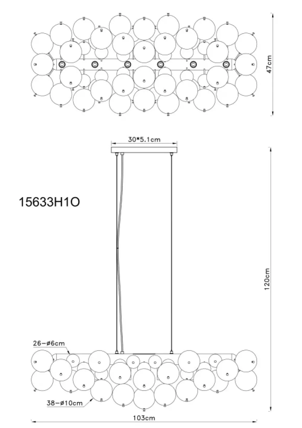 Outlet Globo Lighting Udo 120cm taklampa