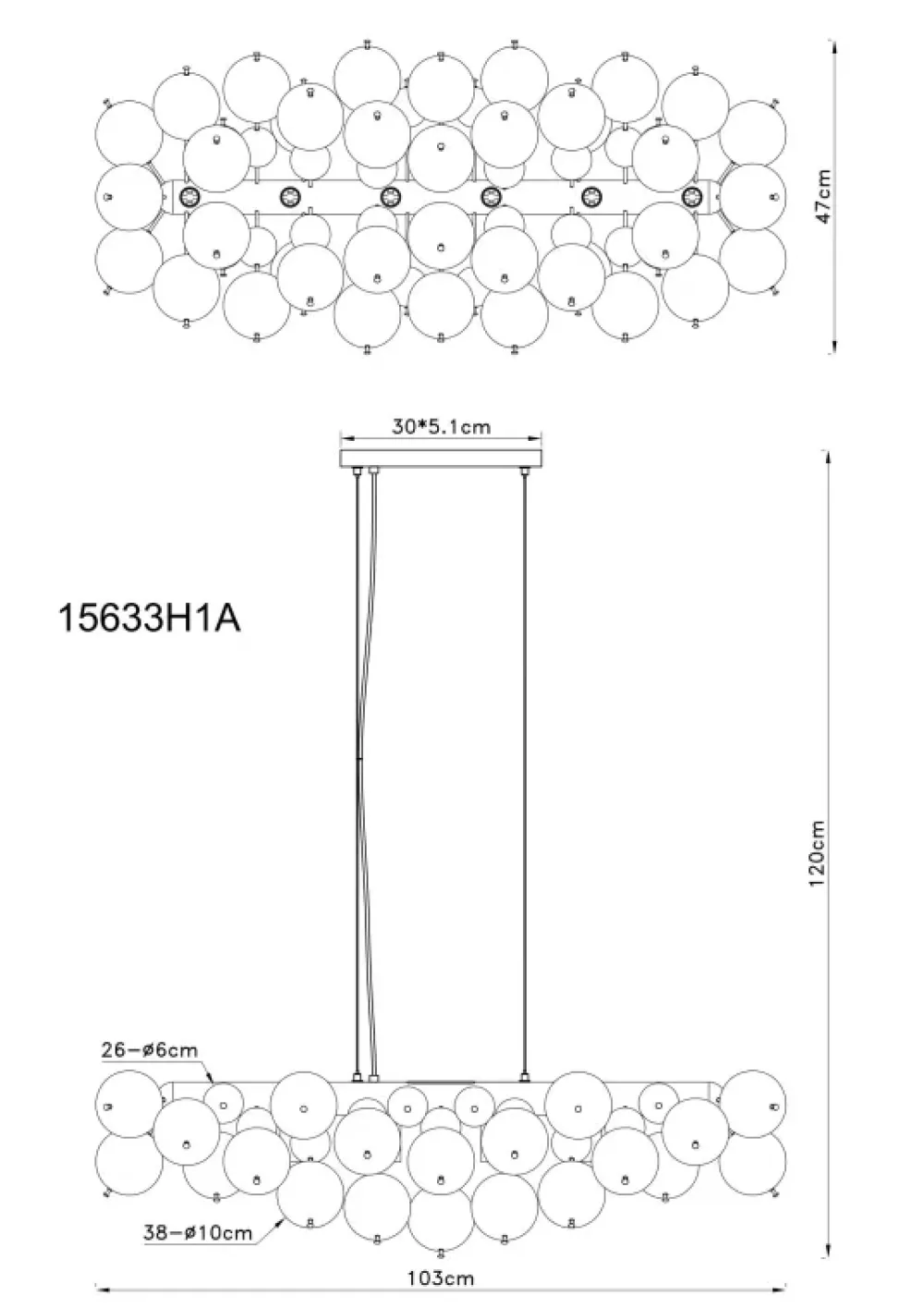Best Globo Lighting Udo 120cm taklampa
