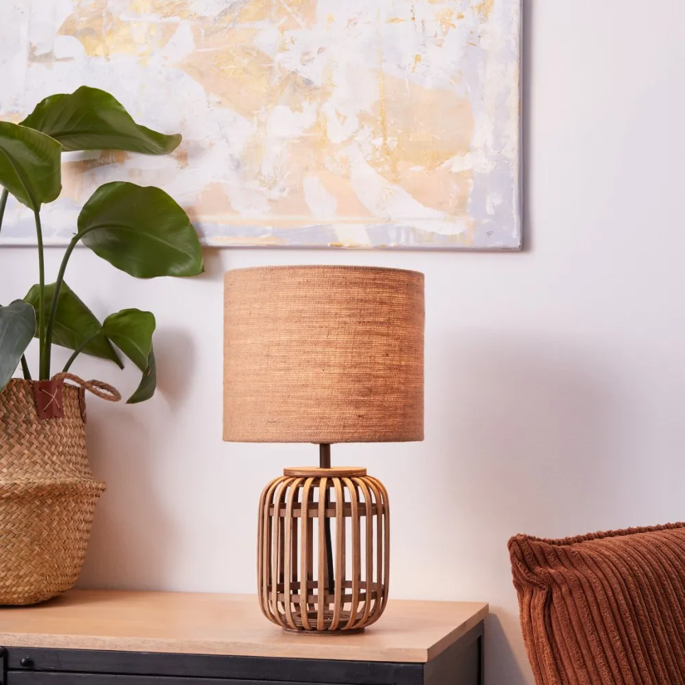 Outlet Brilliant Woodrow 43cm bordslampa Natur